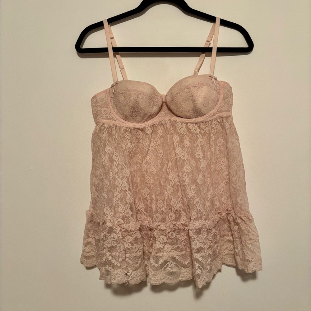 Y2K Victoria Secret Sexy Little Thing Lace Babydoll in Blush Pink